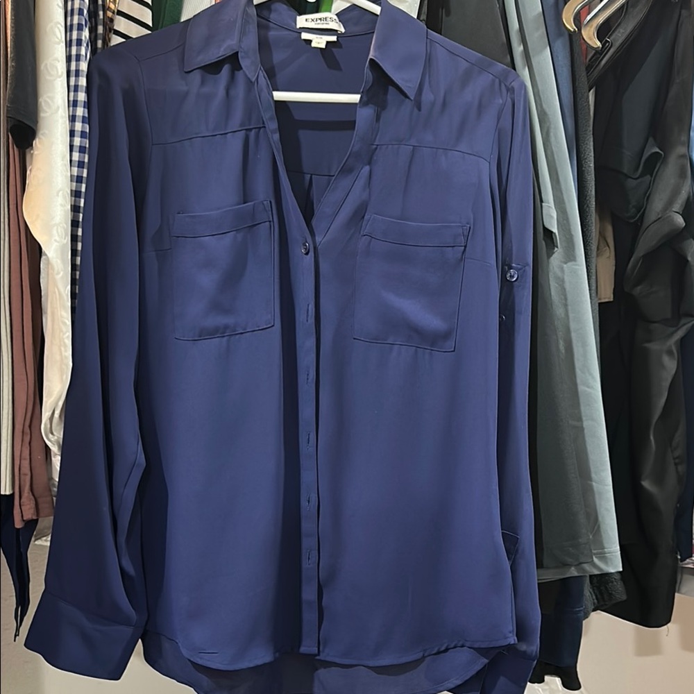 Express Navy Button-Up Shirt